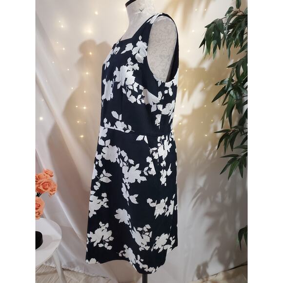 Talbots Floral Textured Cotton Square Neck Sheath Dress Womens Plus Size 16 - Picture 2 of 10